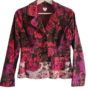 Snak BOHO Floral Corduroy Cotton Blazer Size 6